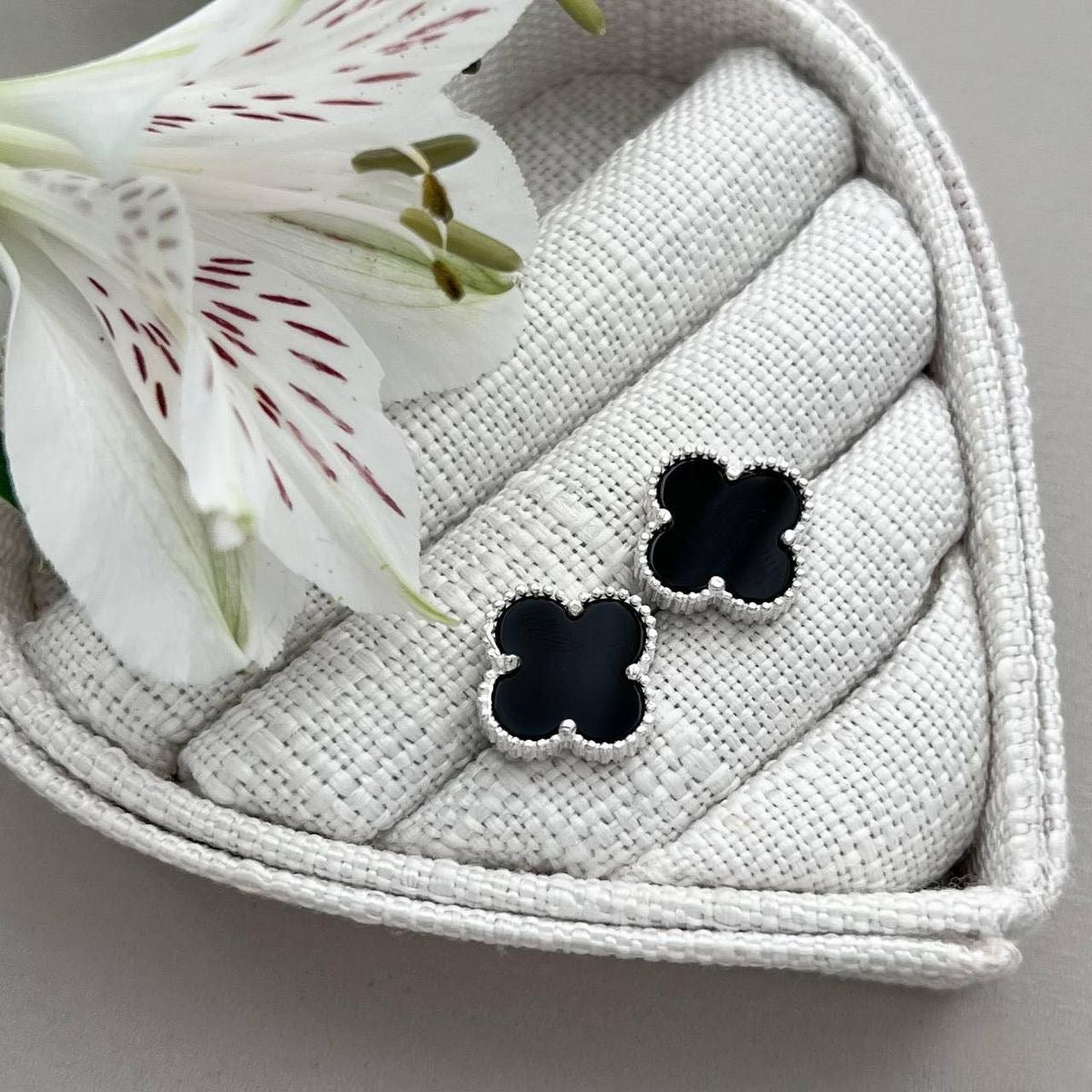 Black with SIlver Van Cleef Earrings