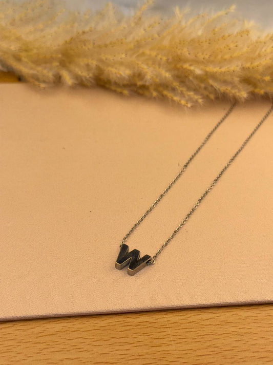 Silver Letter W Necklace