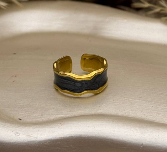 Marble Black Ring