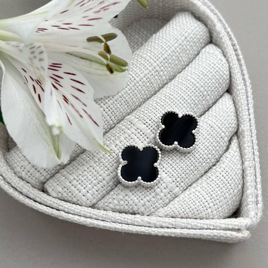 Black with SIlver Van Cleef Earrings
