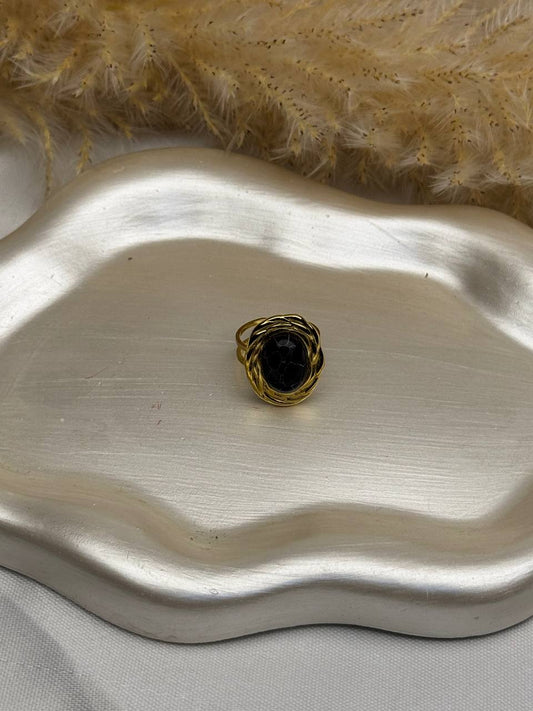 Oval Black Ring