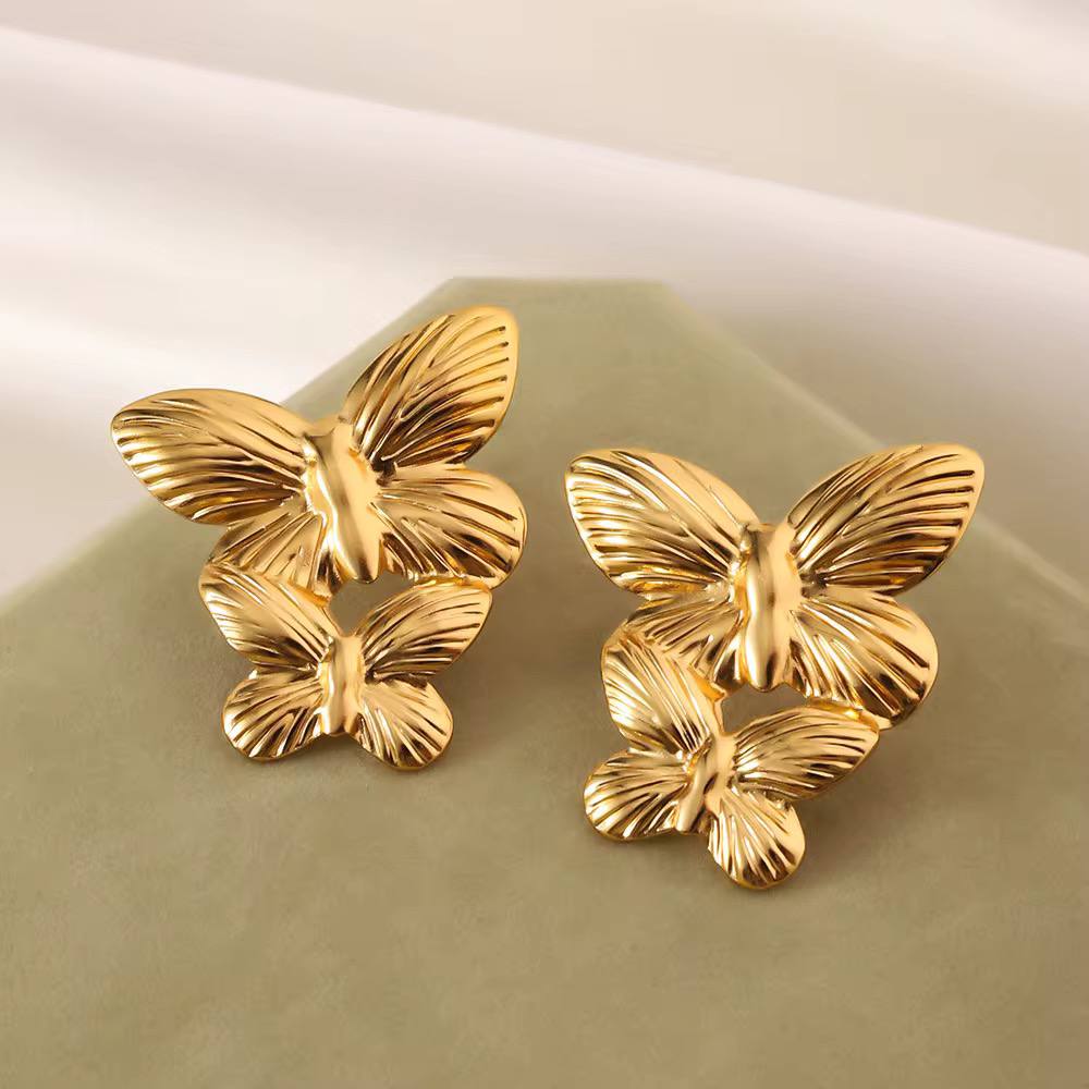 Double butterfly earrings