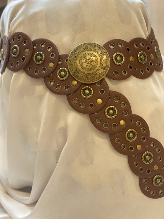 Brown with gold belt