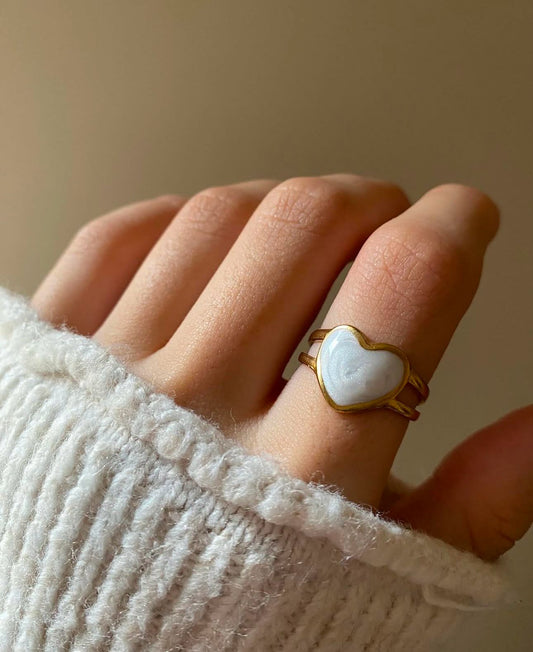 White heart ring